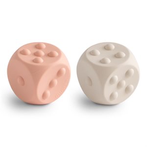 Mushie Dice Press Toy 2-pack - Blush/Shifting Sands
